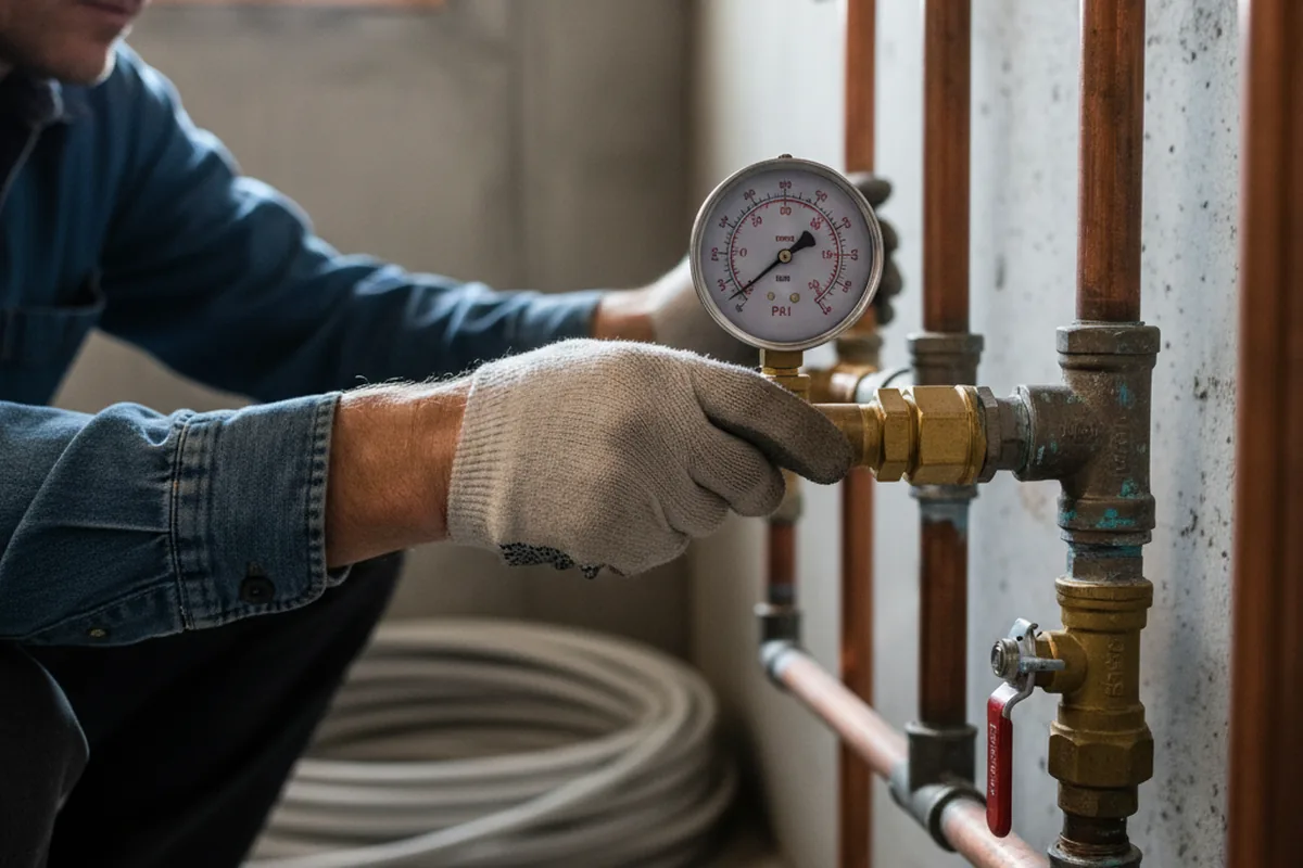 Pressure testing a repaired line during Water Line Repair in Shirley